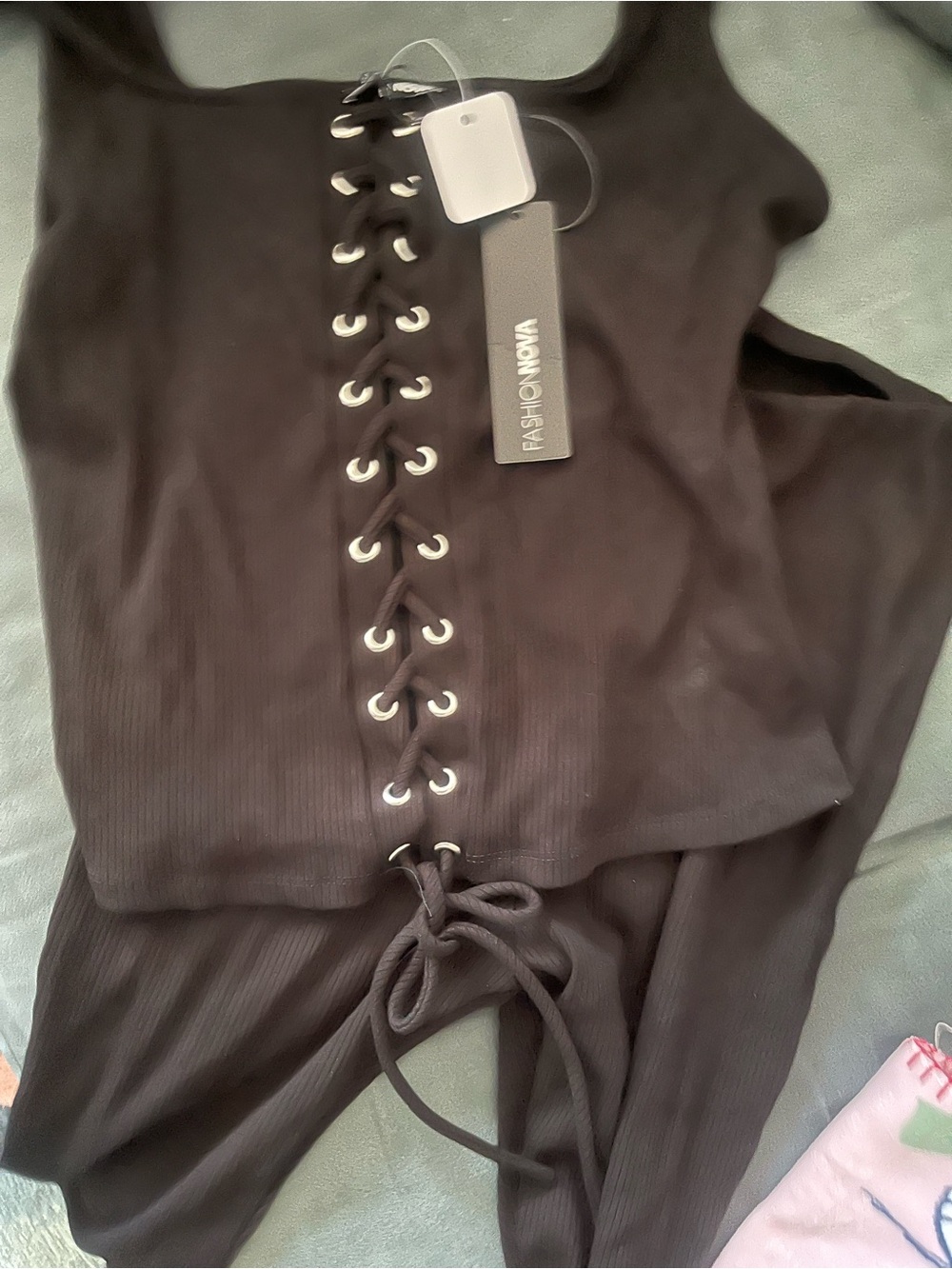 NWT Fashion Nova leggings corset pants set. *Fits like a Medium* Corset Top; Squ - Picture 5 of 5